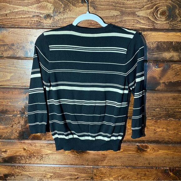 Oliver Perry Knitwear Silk/Cotton Blend Striped Lightweight Cardigan Women's M - Picture 13 of 13